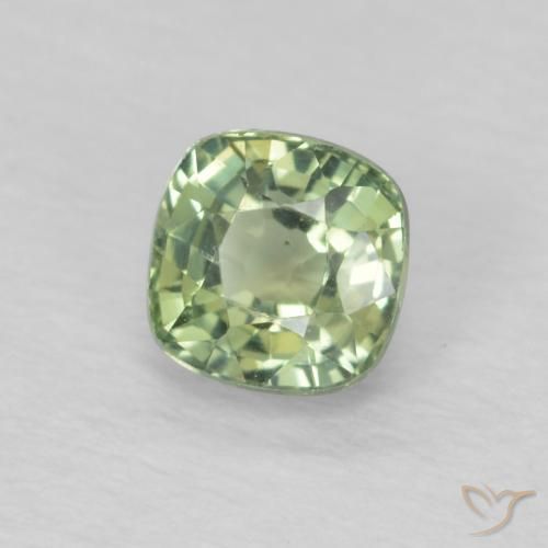 Zafiro Verde salvia claro natural de 0.54 ct, Forma Cojín, VS