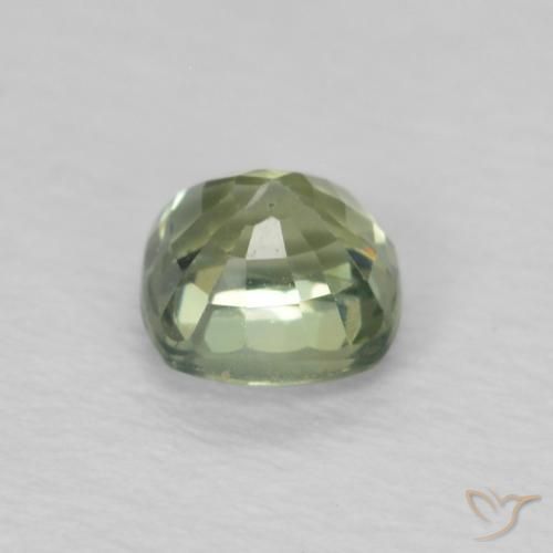 Zafiro Verde salvia claro natural de 0.54 ct, Forma Cojín, VS