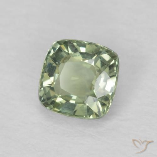 Zafiro Verde claro natural de 0.53 ct, Forma Cojín, VS