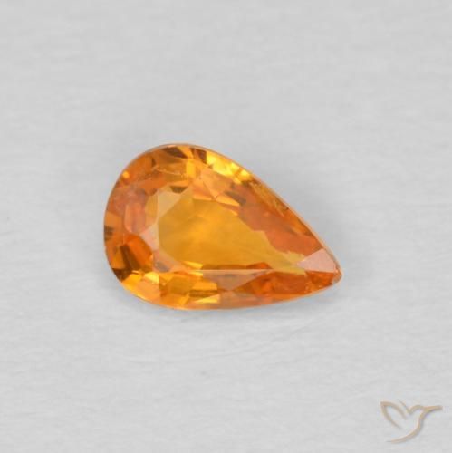 Zafiro Naranja claro natural de 0.47 ct, En forma de pera, VS