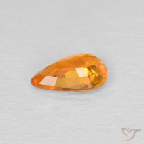 Zafiro Naranja claro natural de 0.47 ct, En forma de pera, VS