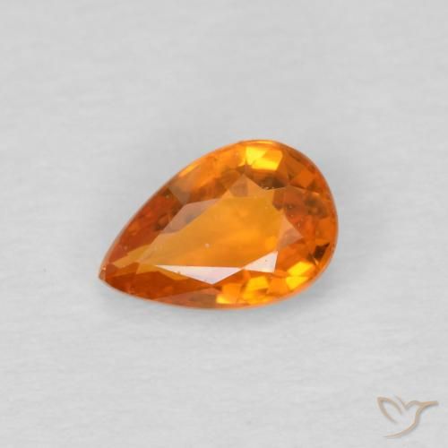 0.57ct Natural Naranja medio Zafiro, En forma de pera, VS