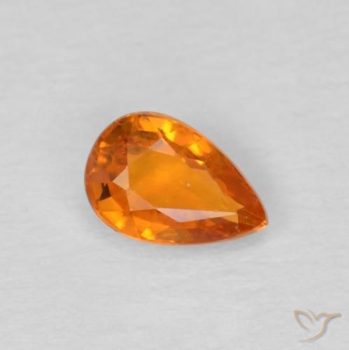 Zafiro Naranja medio natural de 0.57 ct, En forma de pera, VS