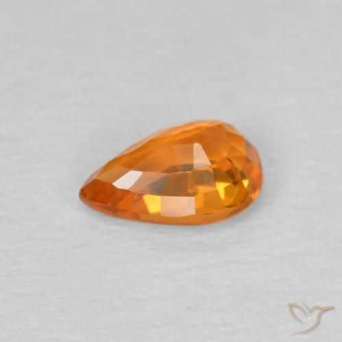 Zafiro Naranja medio natural de 0.57 ct, En forma de pera, VS