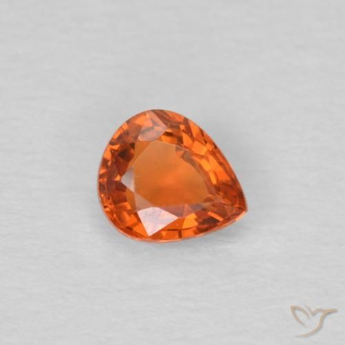 Zafiro Naranja medio natural de 0.49 ct, En forma de pera, VVS