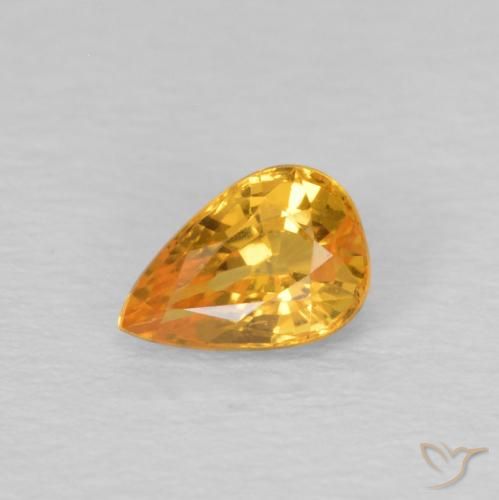 0.61ct Natural Naranja medio Zafiro, En forma de pera, VVS