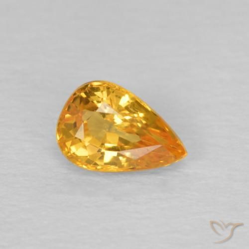 Zafiro Naranja medio natural de 0.61 ct, En forma de pera, VVS
