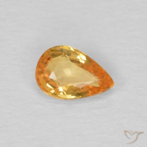 Zafiro Dorado oscuro natural de 0.51 ct, En forma de pera, VVS-VS
