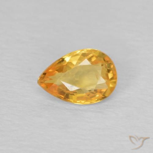 0.44ct Natural Naranja dorado intenso Zafiro, En forma de pera, VS