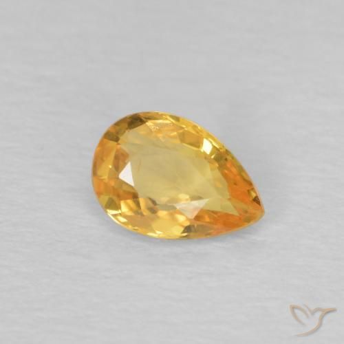 Zafiro Naranja dorado intenso natural de 0.44 ct, En forma de pera, VS