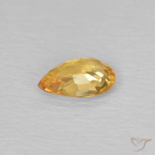 Zafiro Naranja dorado intenso natural de 0.44 ct, En forma de pera, VS