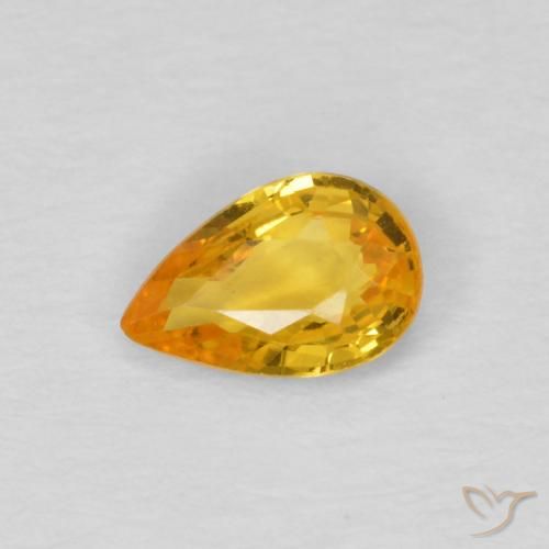 0.45ct Natural Naranja dorado intenso Zafiro, En forma de pera, VS