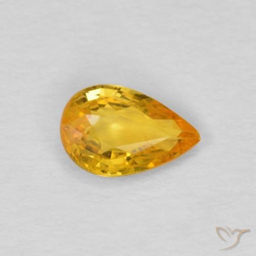 Zafiro Naranja dorado intenso natural de 0.45 ct, En forma de pera, VS