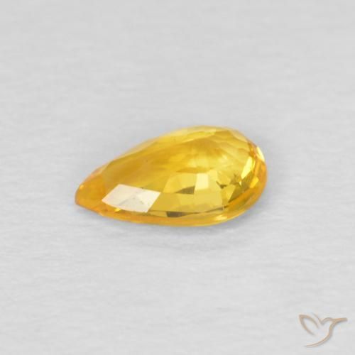 Zafiro Naranja dorado intenso natural de 0.45 ct, En forma de pera, VS