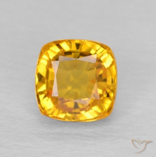 0.71ct Natural Dorado medio Zafiro, Forma Cojín, VVS-VS