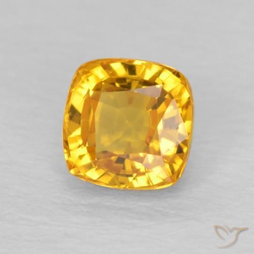 Zafiro Dorado medio natural de 0.71 ct, Forma Cojín, VVS-VS