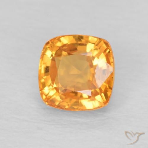Zafiro Naranja medio natural de 0.71 ct, Forma Cojín, VVS-VS