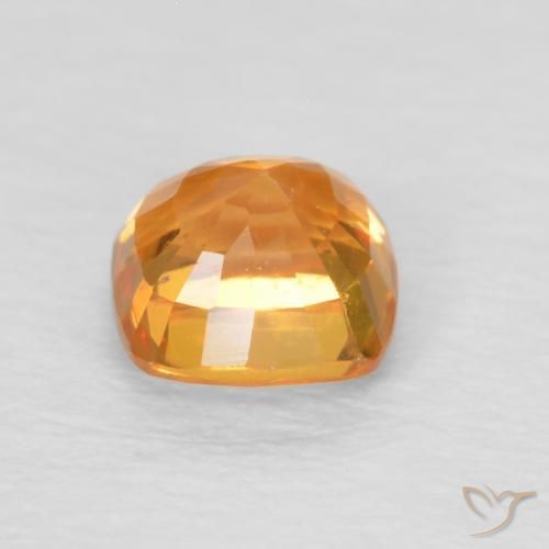 Zafiro Naranja medio natural de 0.71 ct, Forma Cojín, VVS-VS
