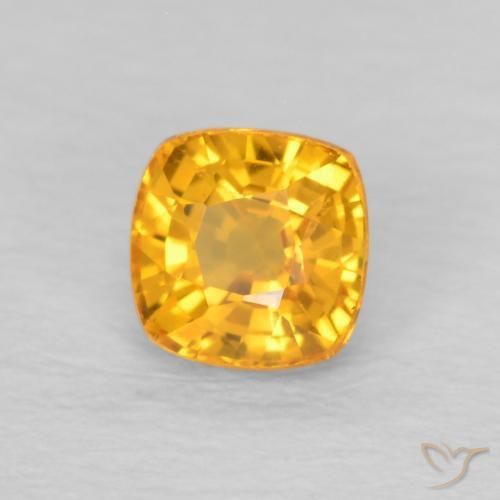Zafiro Dorado naranja natural de 0.55 ct, Forma Cojín, VVS-VS