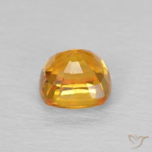 Zafiro Dorado naranja natural de 0.55 ct, Forma Cojín, VVS-VS