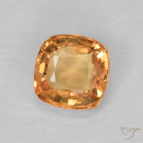 Zafiro Naranja medio natural de 0.62 ct, Forma Cojín, VVS-VS