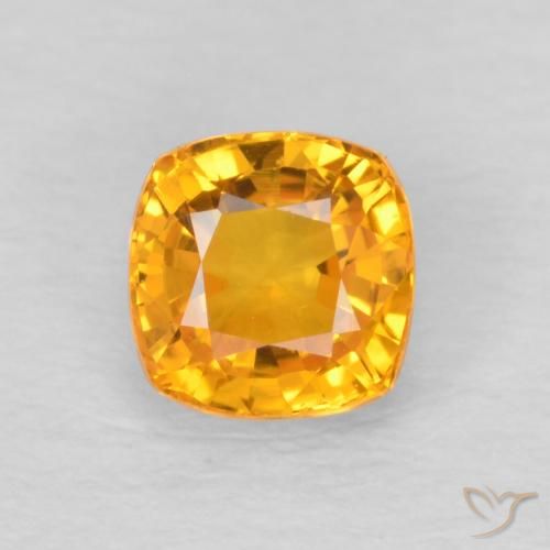 0.70ct Natural Dorado naranja Zafiro, Forma Cojín, VVS-VS