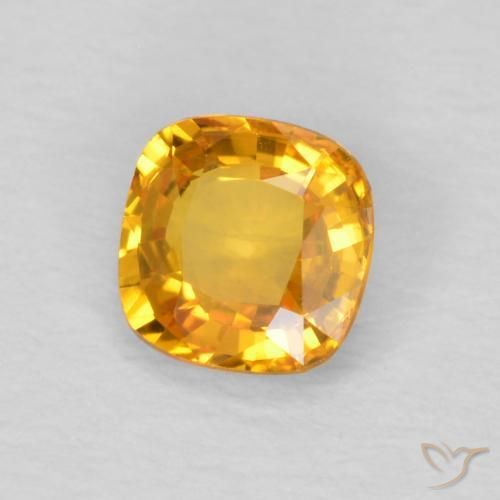Zafiro Dorado naranja natural de 0.50 ct, Forma Cojín, VVS-VS