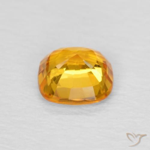 Zafiro Dorado naranja natural de 0.50 ct, Forma Cojín, VVS-VS