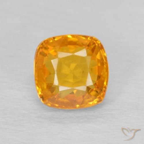 0.59ct Natural Dorado naranja Zafiro, Forma Cojín, VVS-VS