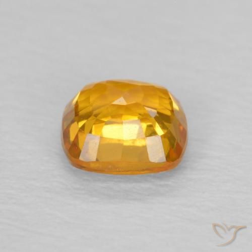 Zafiro Dorado naranja natural de 0.59 ct, Forma Cojín, VVS-VS