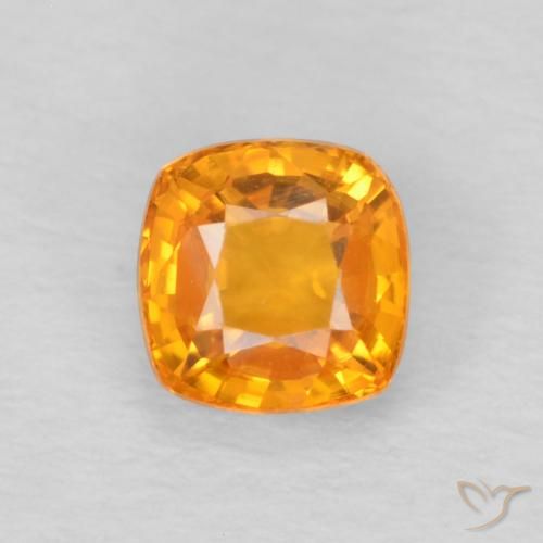 0.67ct Natural Naranja medio Zafiro, Forma Cojín, VVS