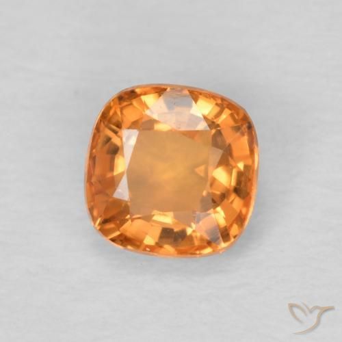 Zafiro Naranja medio natural de 0.57 ct, Forma Cojín, VVS