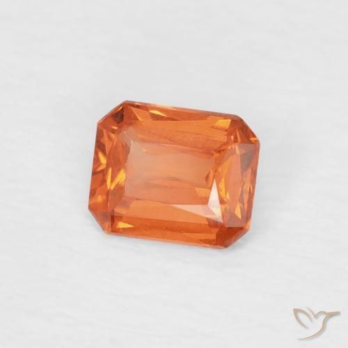 Zafiro Naranja rojizo natural de 0.46 ct, Corte Octágono / Esmeralda, VVS