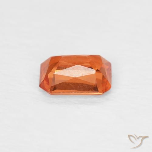 Zafiro Naranja rojizo natural de 0.46 ct, Corte Octágono / Esmeralda, VVS