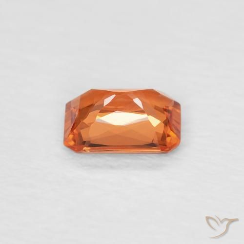 Zafiro Medium Dark-Orange natural de 0.42 ct, Corte Octágono / Esmeralda, VVS
