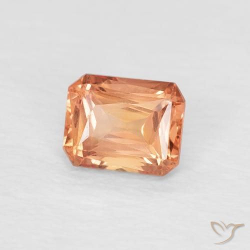 Zafiro Naranja medio natural de 0.55 ct, Corte Octágono / Esmeralda, VVS