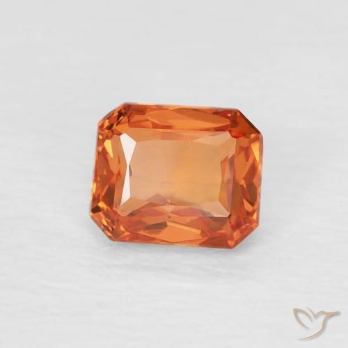 Zafiro Naranja amarillento natural de 0.63 ct, Corte Octágono / Esmeralda, VVS