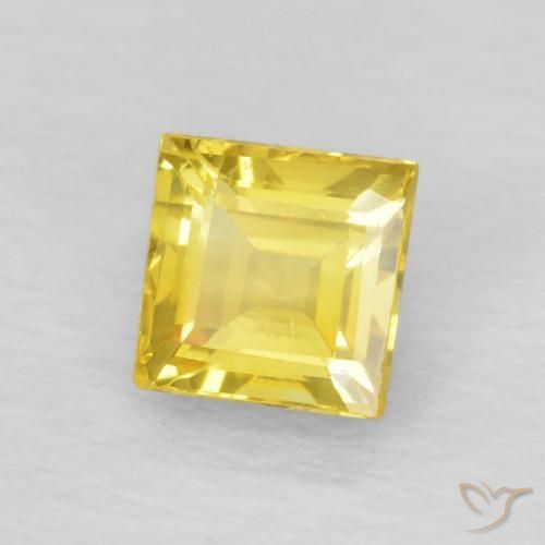 Zafiro Amarillo medio natural de 0.60 ct, Cuadrado, VVS-VS