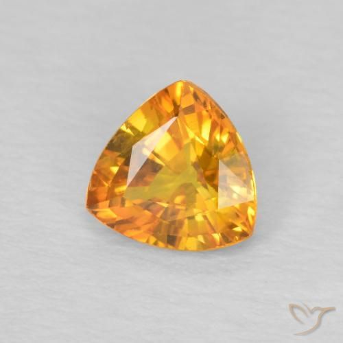 Zafiro Naranja oscuro natural de 0.72 ct, Trillón, VS