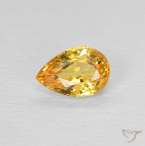 0.54ct Natural Naranja dorado intenso Zafiro, En forma de pera, VVS