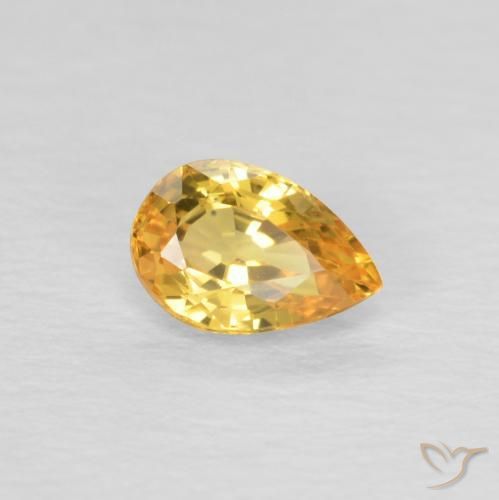 Zafiro Naranja dorado intenso natural de 0.54 ct, En forma de pera, VVS