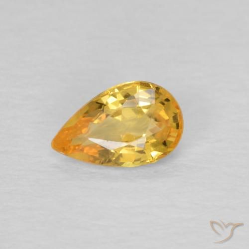 0.43ct Natural Naranja dorado intenso Zafiro, En forma de pera, VVS-VS