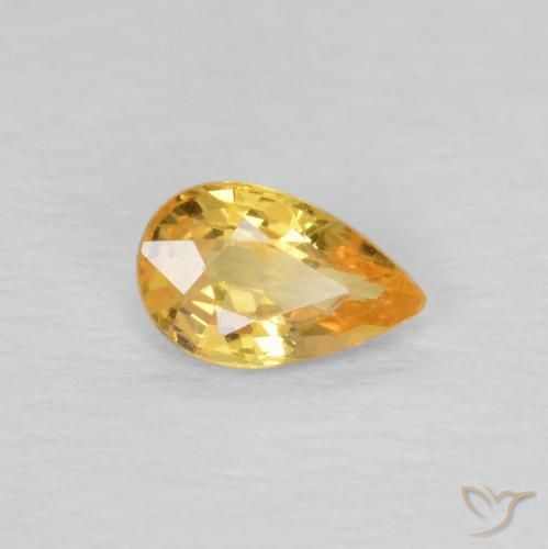 Zafiro Naranja dorado intenso natural de 0.43 ct, En forma de pera, VVS-VS