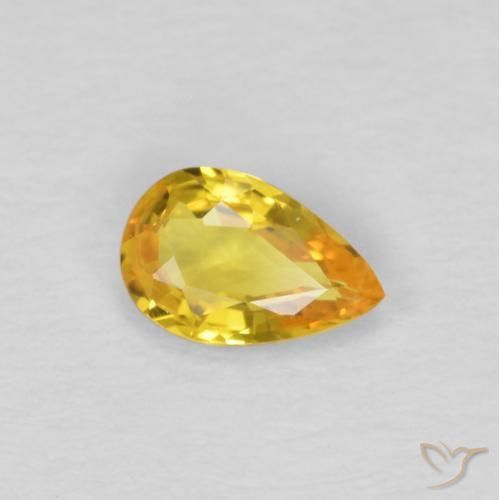 Zafiro Dorado natural de 0.42 ct, En forma de pera, VVS-VS