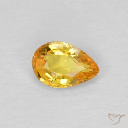 Zafiro Dorado natural de 0.48 ct, En forma de pera, VVS-VS