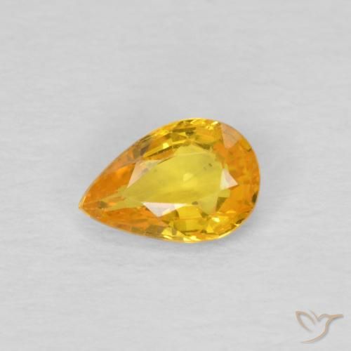 0.45ct Natural Naranja dorado Zafiro, En forma de pera, VS