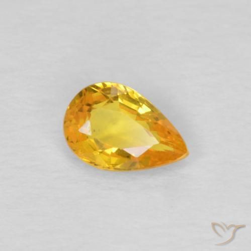 Zafiro Naranja dorado natural de 0.45 ct, En forma de pera, VS