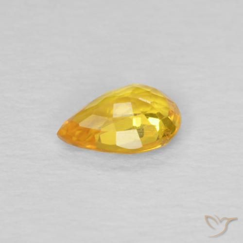Zafiro Naranja dorado natural de 0.45 ct, En forma de pera, VS