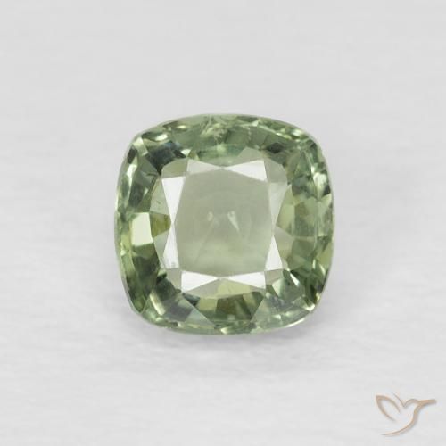 0.56ct Natural Verde claro Zafiro, Forma Cojín, VVS