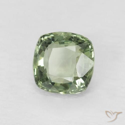Zafiro Verde claro natural de 0.56 ct, Forma Cojín, VVS